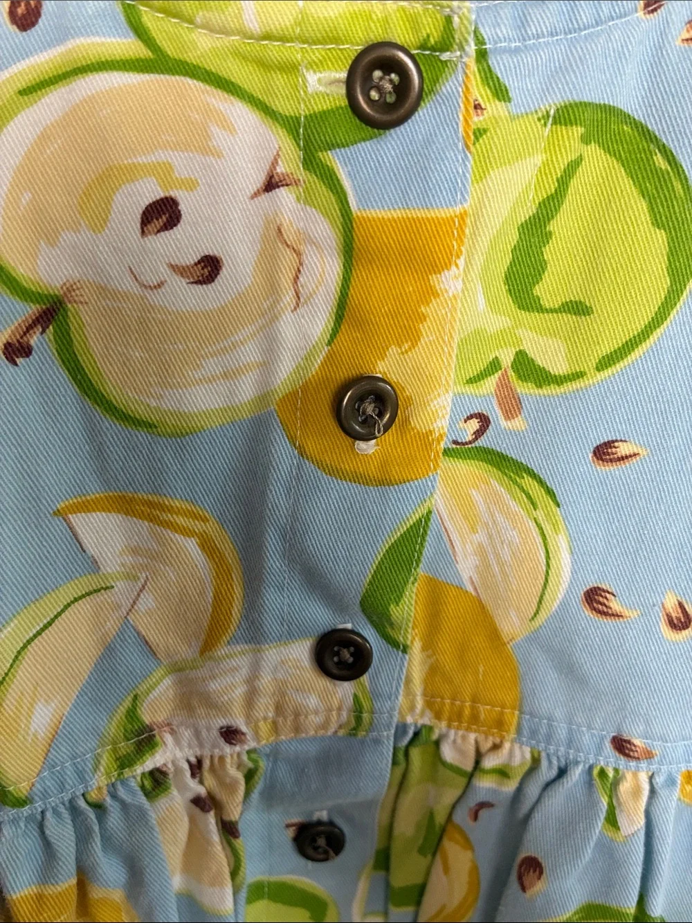Sleeveless Blue Fruit-Print Cotton Dress for Girls